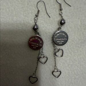 Tiffany& Co. vintage Silver Heart Dangle Earrings very nice
